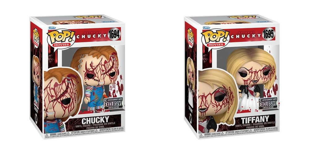 Chucky & Tiffany (Blood Splatter) Funko Pop! Vinyl Figure 2-Pack - Entertainment Earth Exclusive IN STOCK